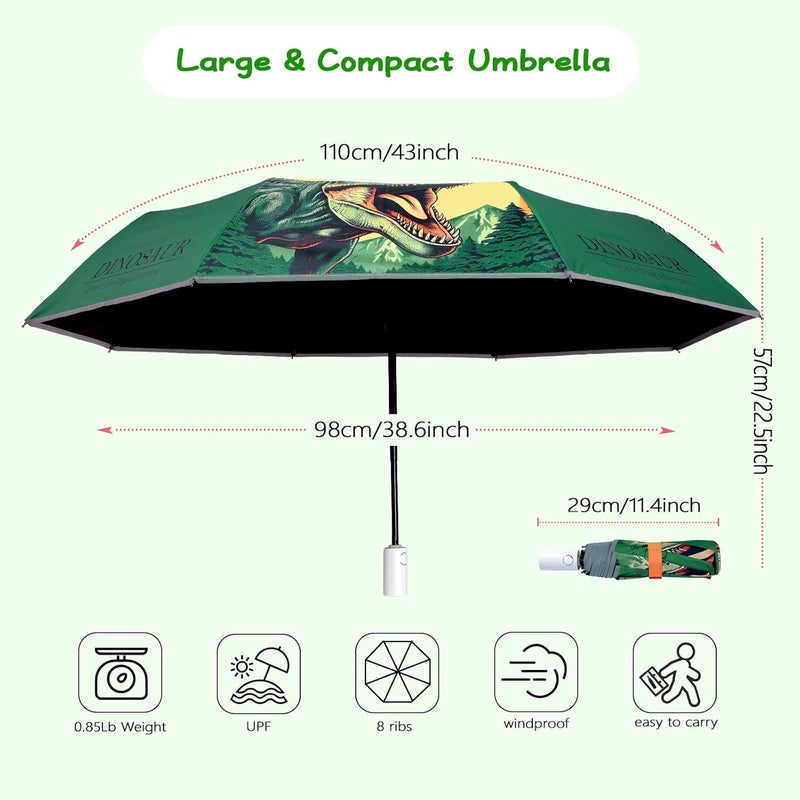 Decalsweet Kids Folding Umbrella Auto Open/Close Anti-rebound Safe Design UV Resistant Automatic Children Travel Umbrellas 8 Rib Reinforced Canopy 360° Reflective Strip Lightweight Cute Umbrella for Girls & Boys - Image 5